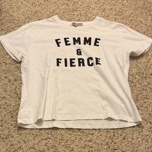 Mulberry White 'Femme & Fierce' Graphic Short Sleeve Tee